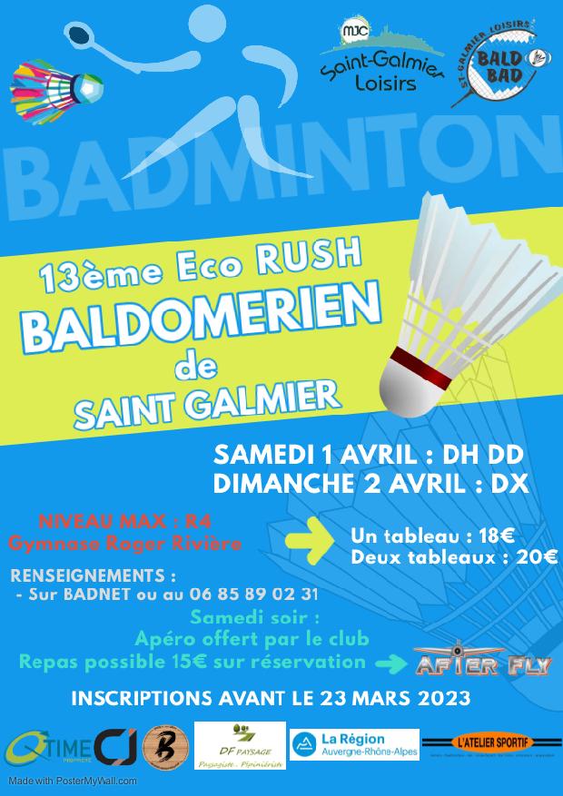 Tournoi – 1 & 2 Avril 2023 – 13ème Eco Rush Baldomérien de Saint Galmier