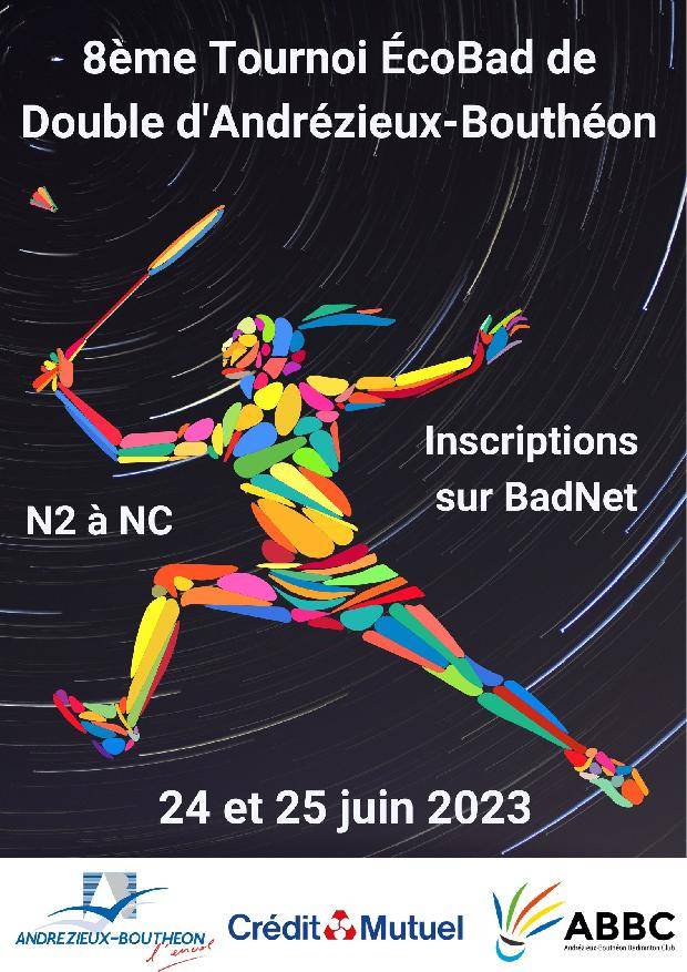 Tournoi – 24 & 25 juin 2023 – 8ème Tournoi ÉcoBad de Double d’Andrézieux-Bouthéon